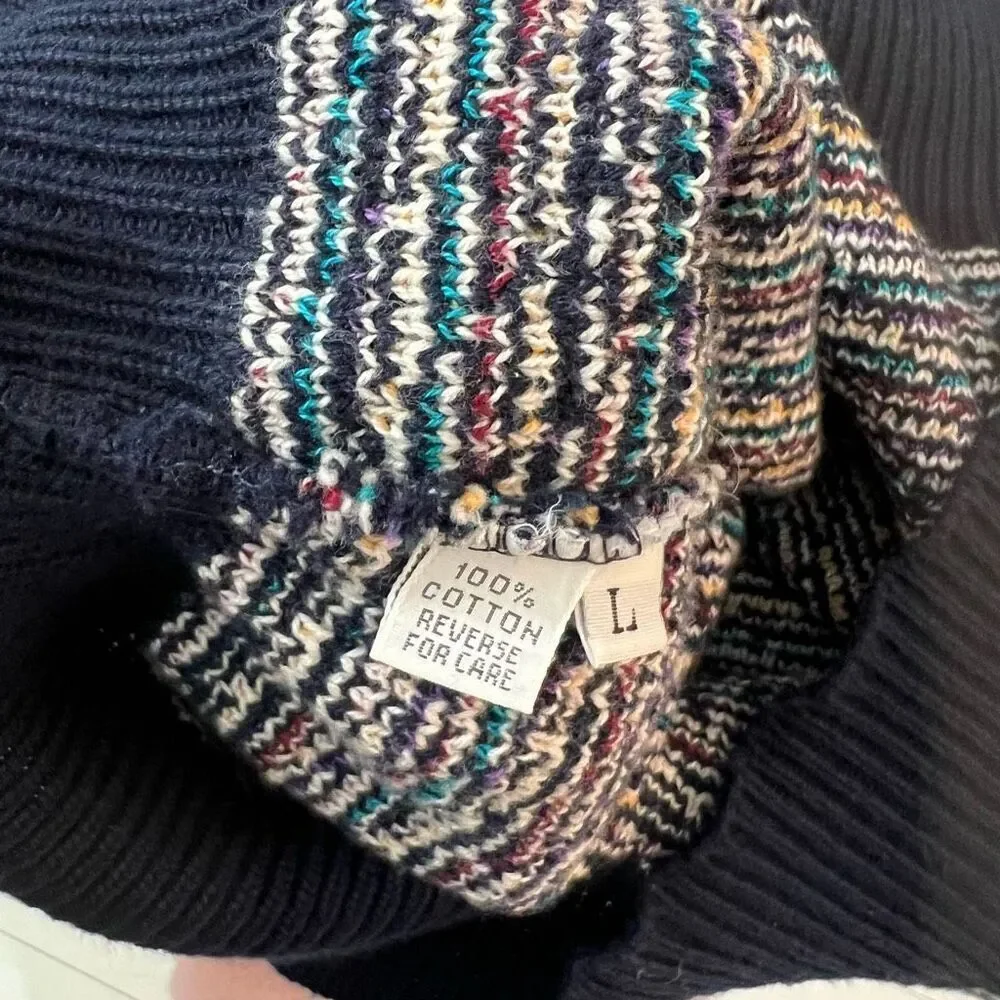 Vintage Abercrombie & Fitch Multicolor Crew Neck 100% Cotton Sweater Large